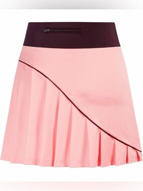 Athletic Pink Pleated Tennis Golf Skirt with Contrast Waistband